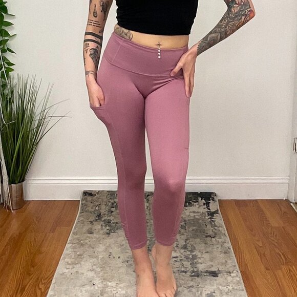 Free People Movement Crop Leggings Stretch Waist Pockets Size S Purple - Picture 3 of 10